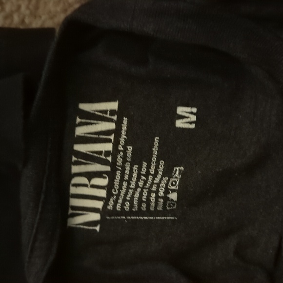 Nirvana Classic Smiley Face Logo Tie Dye Twist Grey Tee Shirt Top Medium. 14 - Picture 3 of 6